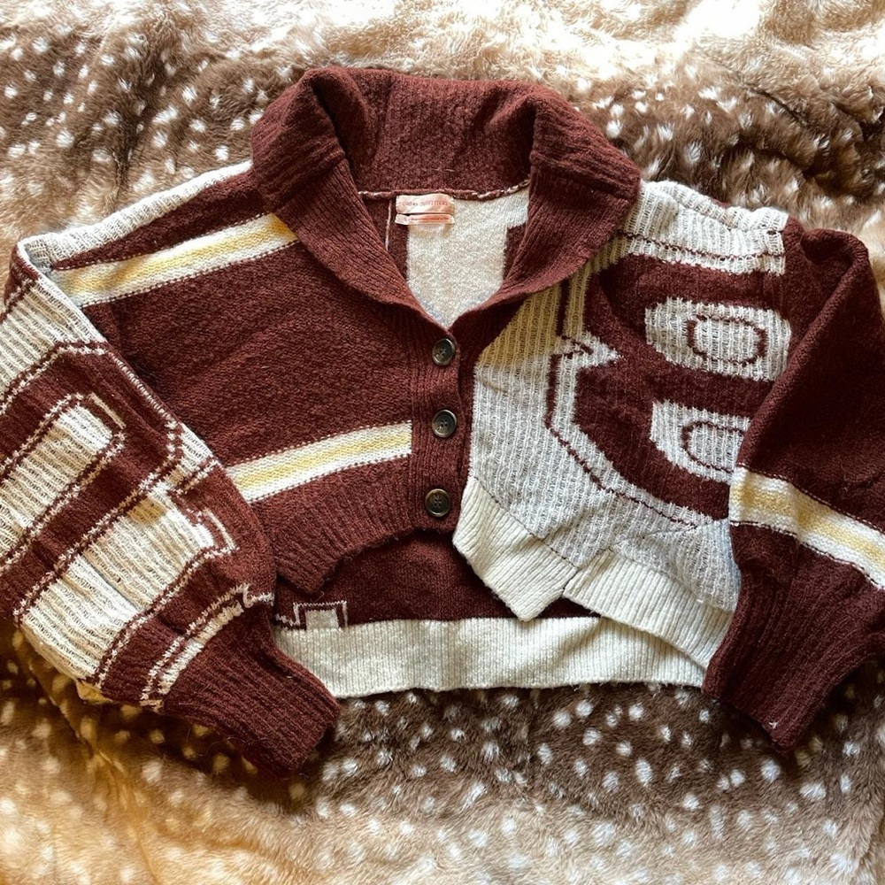 Urban outfitters cropped oversized varsity sweater